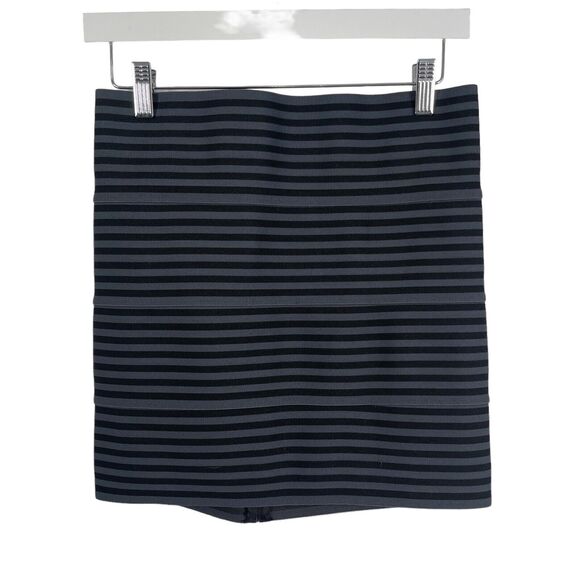 Pleasure Doing Business Grey Black Striped Bandage Pencil Skirt Y2K Women Medium - Picture 1 of 4